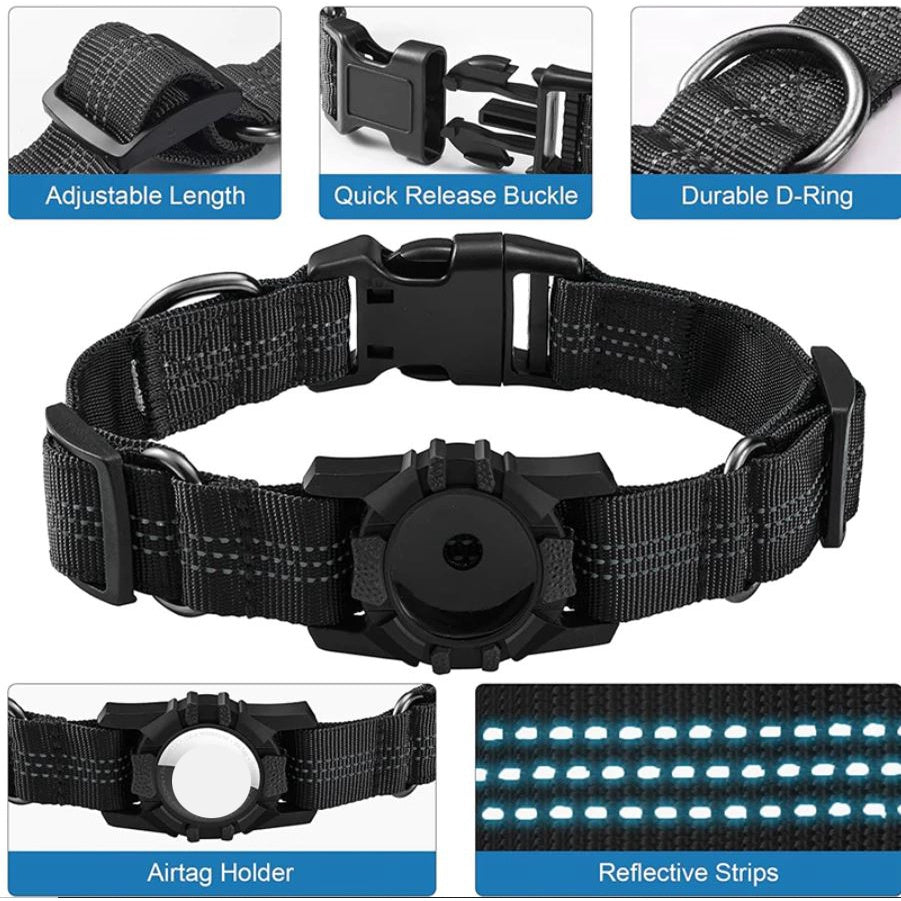 ❤️Pets Collar Holder❤️Dog accessories Air tag Dog Silicone Protective collar GPS Reflective Collar Leash